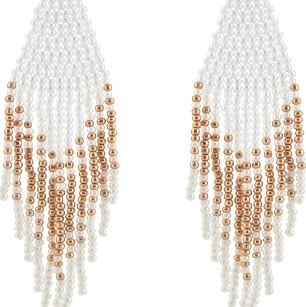 Elegant Silver and Gold Beaded Earrings